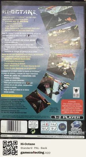 Hi-Octane Sega Saturn, PAL box back