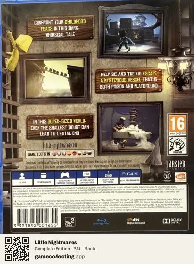Little Nightmares PlayStation 4, PAL box back