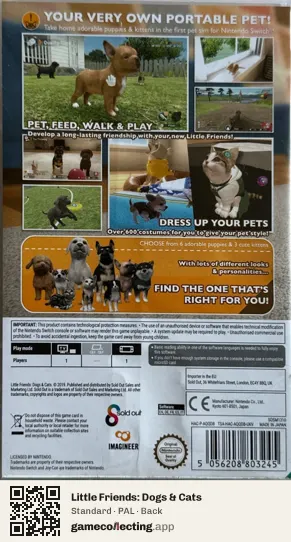 Little Friends: Dogs & Cats Nintendo Switch, PAL box back