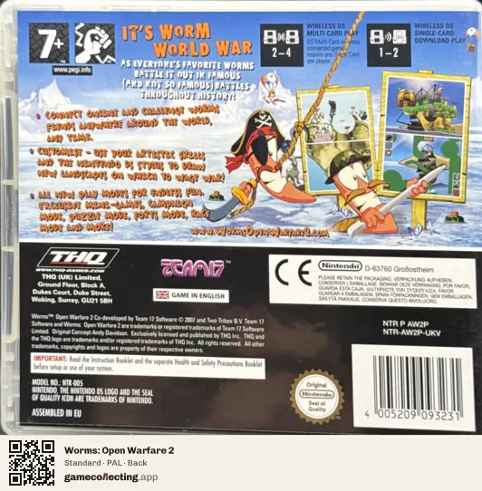 Worms: Open Warfare 2 Nintendo DS, PAL box back