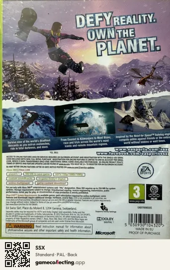 SSX Xbox 360, PAL box back