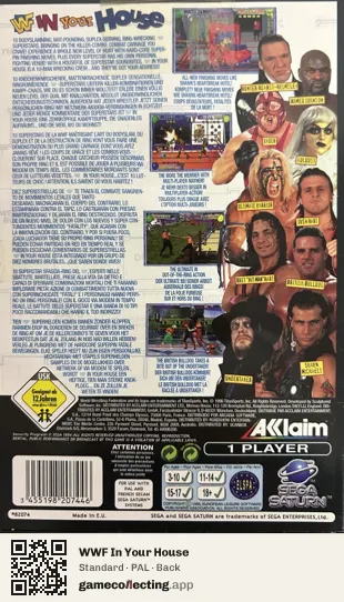 WWF In Your House Sega Saturn, PAL box back