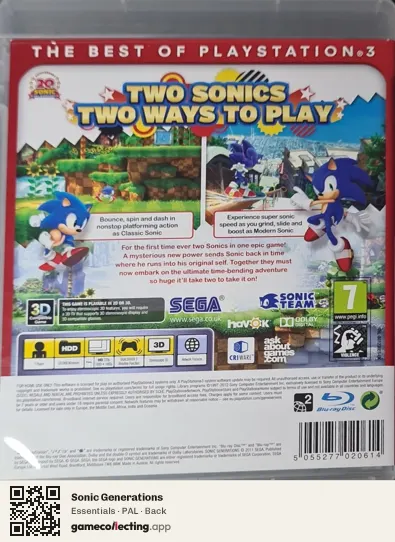Sonic Generations PlayStation 3, PAL box back