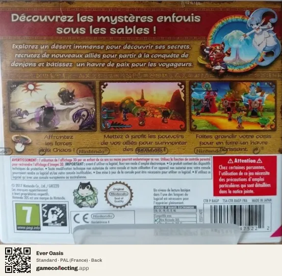 Ever Oasis Nintendo 3DS, France box back