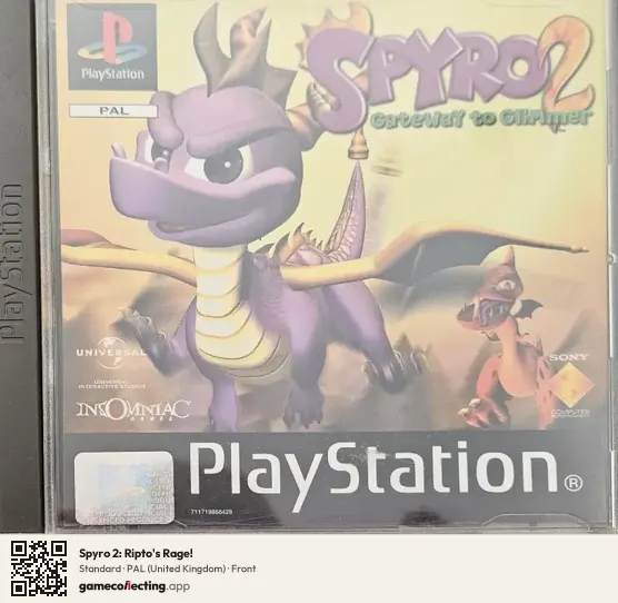 Spyro 2: Ripto's Rage! PlayStation, United Kingdom box front