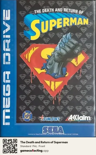 The Death and Return of Superman Sega Mega Drive / Genesis, PAL box front