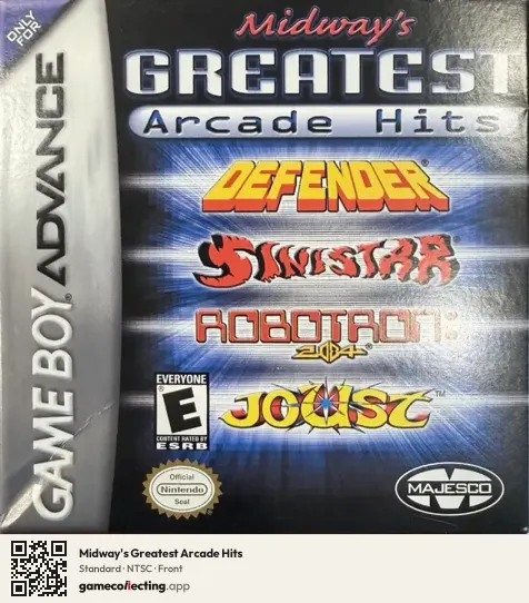 Midway's Greatest Arcade Hits Game Boy Advance, NTSC box front