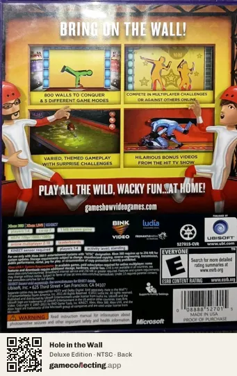 Hole in the Wall Xbox 360, NTSC box back