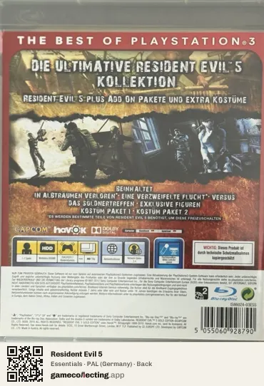 Resident Evil 5 PlayStation 3, Germany box back
