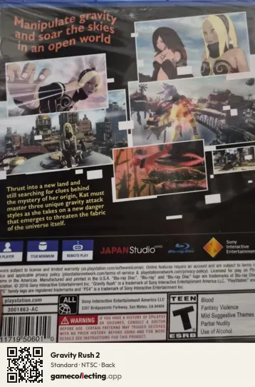 Gravity Rush 2 PlayStation 4, NTSC box back