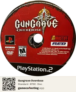 Gungrave Overdose PlayStation 2, NTSC disc