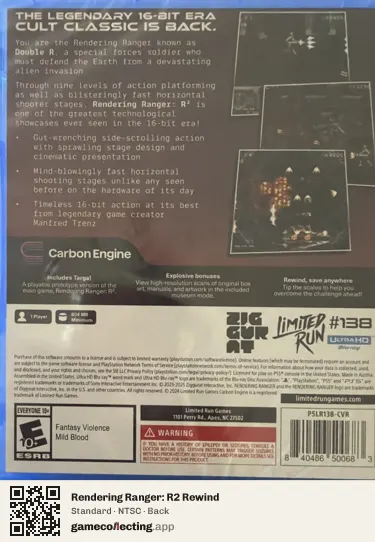 Rendering Ranger: R2 Rewind PlayStation 5, NTSC box back