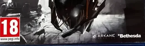 Dishonored, the PEGI square on its front