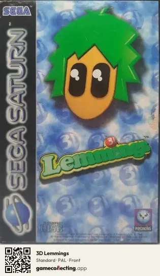3D Lemmings Sega Saturn, PAL box front