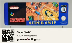 Super SWIV Super Nintendo Entertainment System, PAL cartridge label