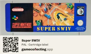 Super SWIV Super Nintendo Entertainment System, PAL cartridge label
