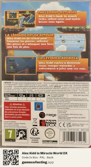 Alex Kidd in Miracle World DX Nintendo Switch, PAL box back