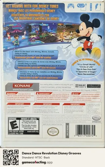 Dance Dance Revolution Disney Grooves Nintendo Wii, NTSC box back