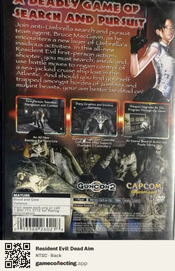 Resident Evil: Dead Aim PlayStation 2, NTSC box back