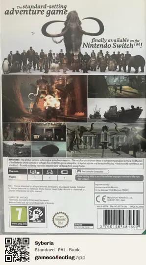Syberia Nintendo Switch, PAL box back