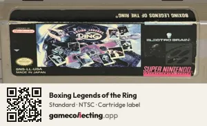 Boxing Legends of the Ring Super Nintendo Entertainment System, NTSC cartridge label