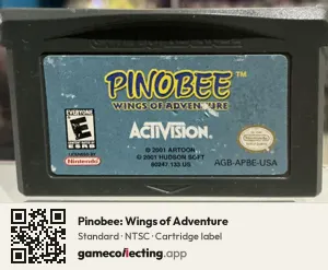 Pinobee: Wings of Adventure Game Boy Advance, NTSC cartridge label