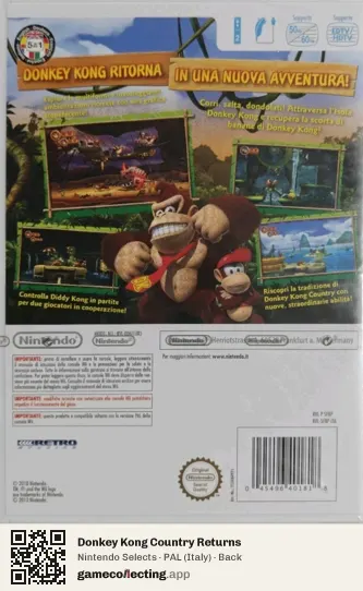 Donkey Kong Country Returns Nintendo Wii, Italy box back