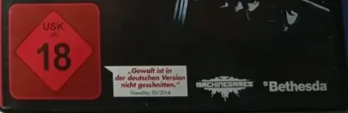 Wolfenstein: The New Order, the USK square on its front