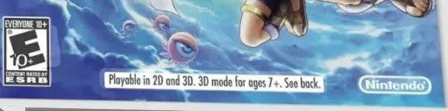 Kid Icarus: Uprising, the ESRB box on its front