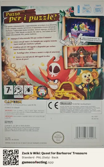 Zack & Wiki: Quest for Barbaros' Treasure Nintendo Wii, Italy box back