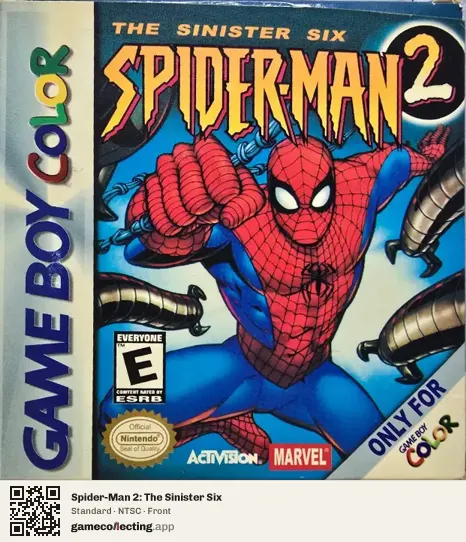 Spider-Man 2: The Sinister Six Game Boy Color, NTSC box front