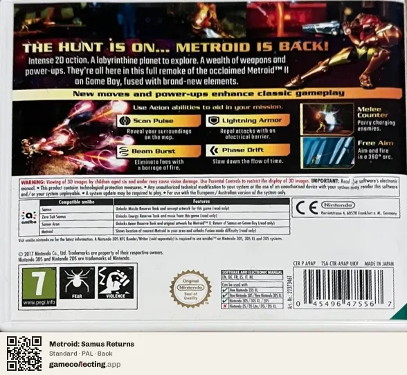 Metroid: Samus Returns Nintendo 3DS, PAL box back