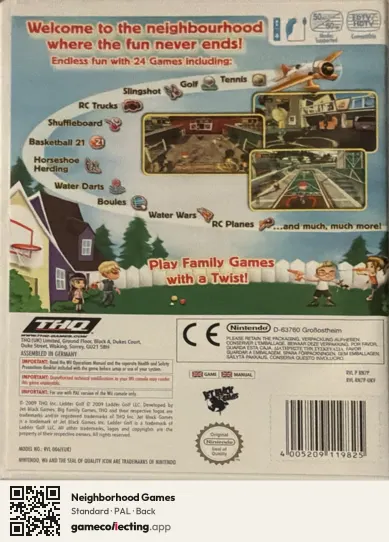 Neighborhood Games Nintendo Wii, PAL box back
