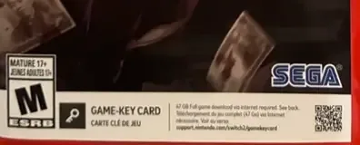 Yakuza 0, the ESRB box on its front