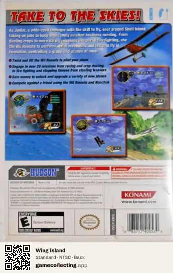 Wing Island Nintendo Wii, NTSC box back