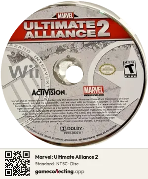Marvel: Ultimate Alliance 2 Nintendo Wii, NTSC disc