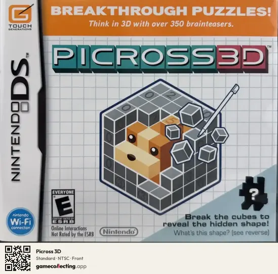 Picross 3D Nintendo DS, NTSC box front