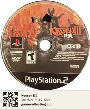 Kessen III PlayStation 2, NTSC disc
