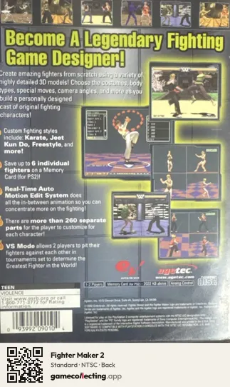 Fighter Maker 2 PlayStation 2, NTSC box back