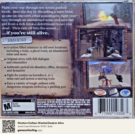 Western Outlaw: Wanted Dead or Alive Computer, NTSC box back