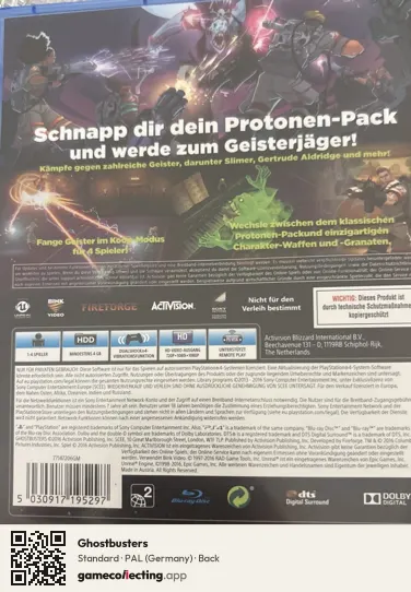 Ghostbusters PlayStation 4, Germany box back