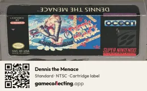 Dennis the Menace Super Nintendo Entertainment System, NTSC cartridge label