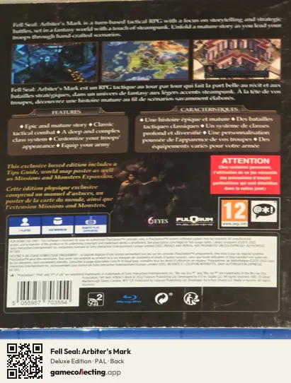 Fell Seal: Arbiter's Mark PlayStation 4, PAL box back