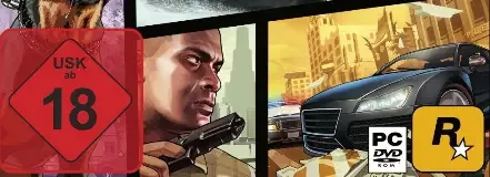 Grand Theft Auto V, the USK square on its front