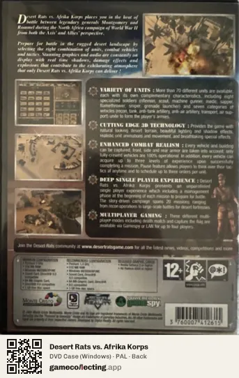 Desert Rats vs. Afrika Korps Computer, PAL box back