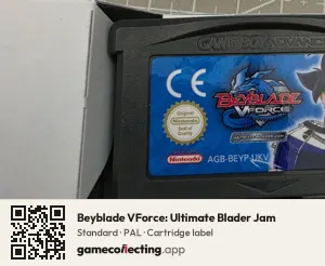 Beyblade VForce: Ultimate Blader Jam Game Boy Advance, PAL cartridge label