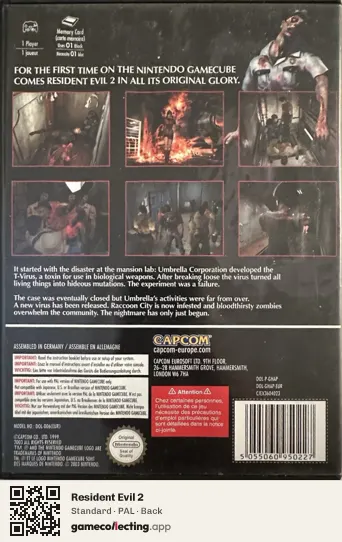 Resident Evil 2 Nintendo GameCube, PAL box back