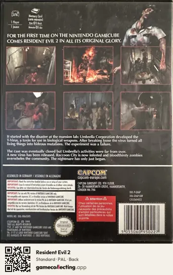 Resident Evil 2 Nintendo GameCube, PAL box back