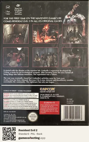 Resident Evil 2 Nintendo GameCube, PAL box back
