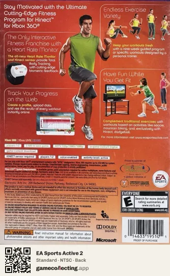 EA Sports Active 2 Xbox 360, NTSC box back